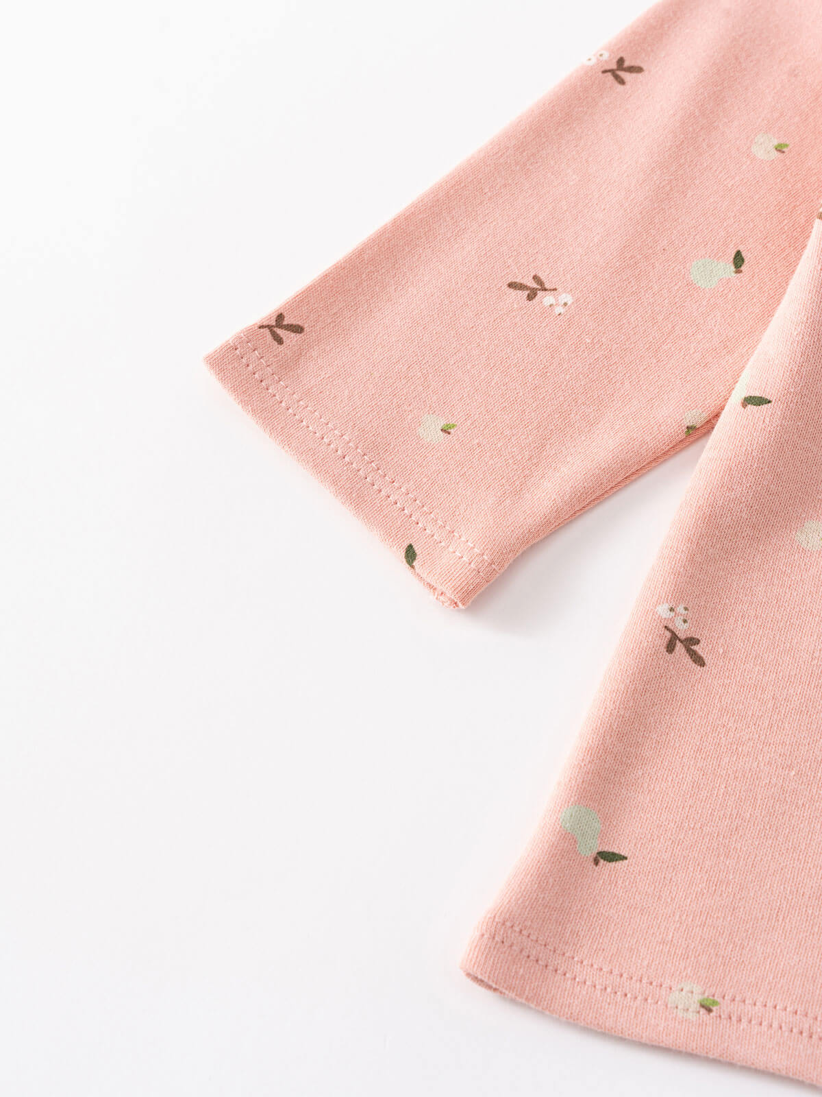 Pink baby sweater with small patterns on a light gray background Baby Printed Long Sleeve Tee - Autumn Harvest Rosehip Baby girl