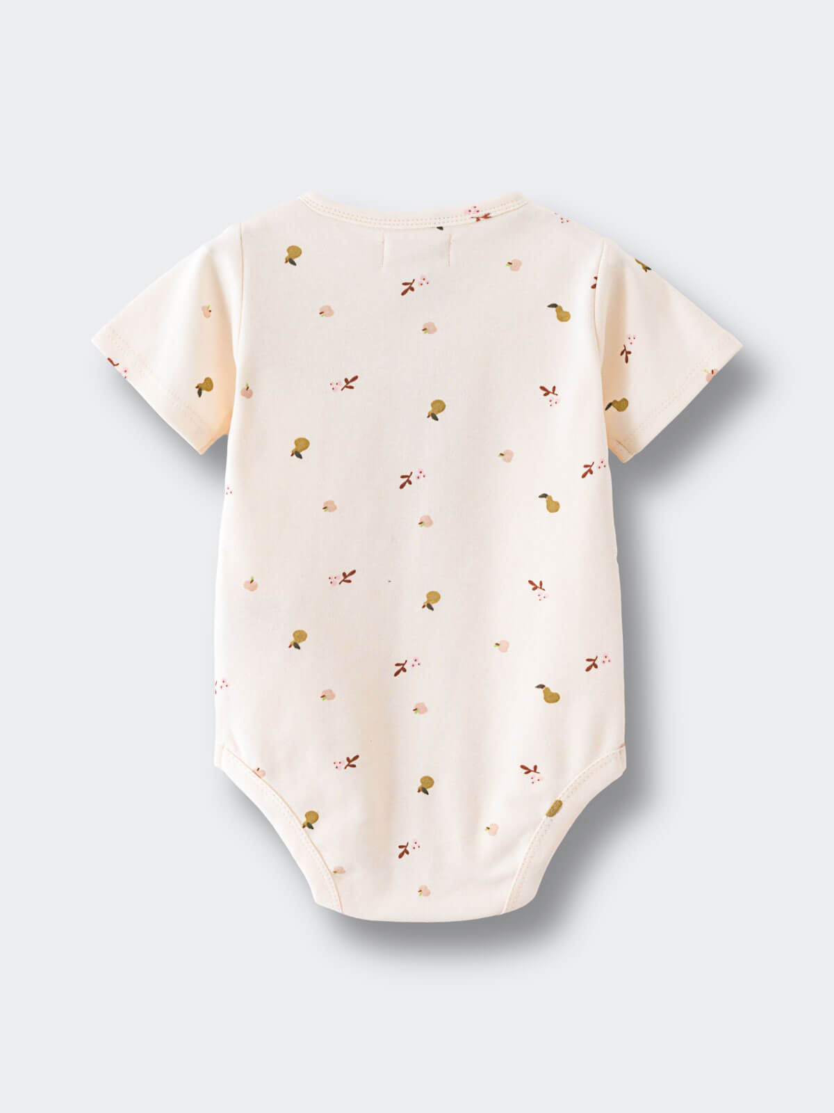 Baby bodysuit with short sleeves and small mushroom and floral print on cream background Henley Short Sleeve Bodysuit - Autumn Harvest Ecru Baby girl