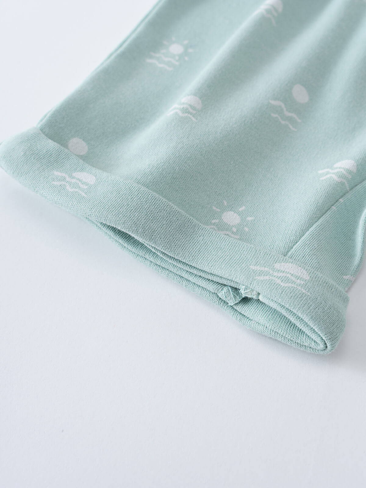 Light blue folded shorts with white printed pattern detail Apollo Shorts - Summer Time Baby boy