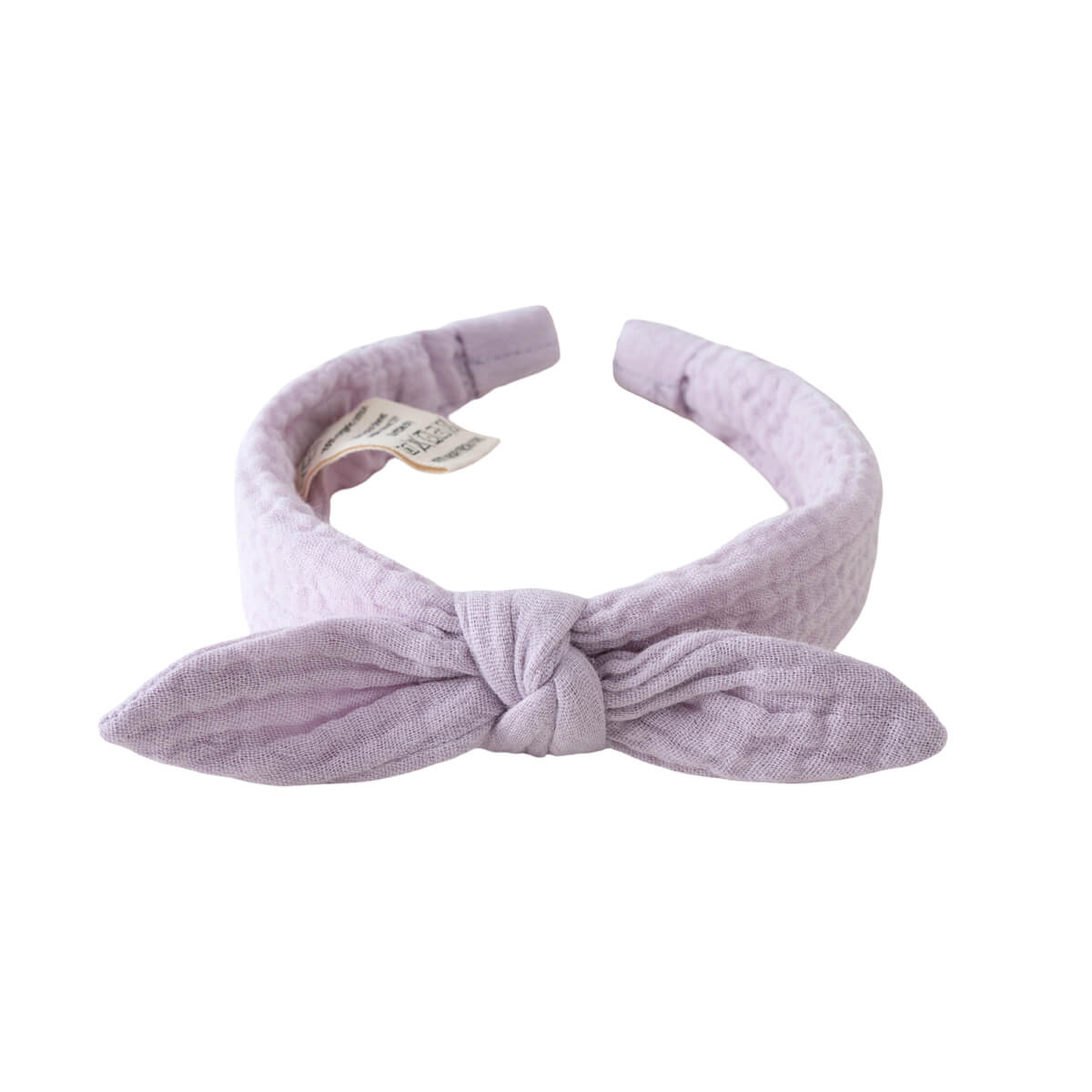 Lilac fabric headband with knotted bow detail on white background Aria Headband - Lilac Girls