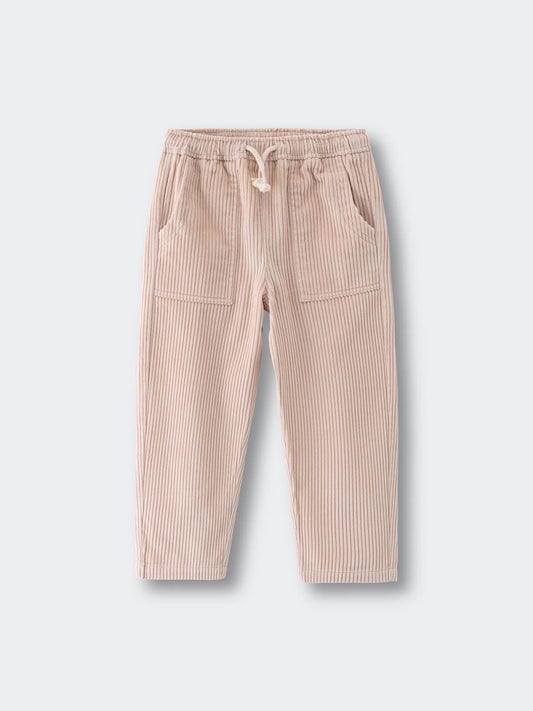 Beige corduroy pants with drawstring on a light gray background Corduroy Pants - Clay Girls and Boys