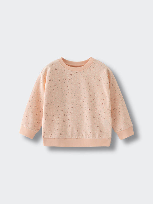 Peach sweatshirt with small floral speckles on light background printed Sweatshirt - Flower Power Girls