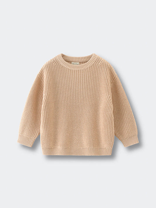 Beige sweater on a light gray background Ribbed Jumper - Clay Girls and Boys