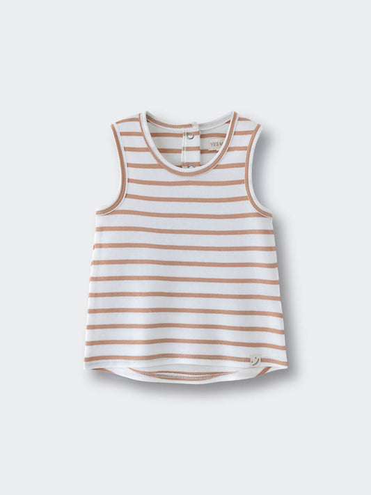 Tate Sleeveless Tee - Sand Stripe