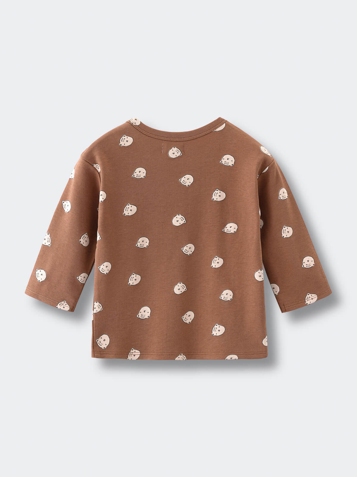Brown long sleeve tee with small white bear print pattern Baby Printed Long Sleeve Tee - Cosy Bear Russet Baby boy