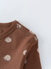 Brown baby shirt with bear print and shoulder button detail Baby Printed Long Sleeve Tee - Cosy Bear Russet Baby boy