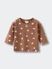 Brown long sleeve tee with small bear print pattern scattered throughout Baby Printed Long Sleeve Tee - Cosy Bear Russet Baby boy