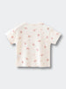 Baby tee with pink bunny print pattern laid flat on light background Baby Printed Short Sleeve Tee - Meadow Friends Ecru Baby girl