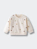 Cream-colored sweatshirt with small acorn print pattern scattered throughout Baby Printed Sweatshirt - Little Acorn Ecru Baby girl