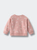 Pink sweatshirt with white rabbit and flower print pattern laid flat Baby Printed Sweatshirt - Meadow Friends Blush Baby girl