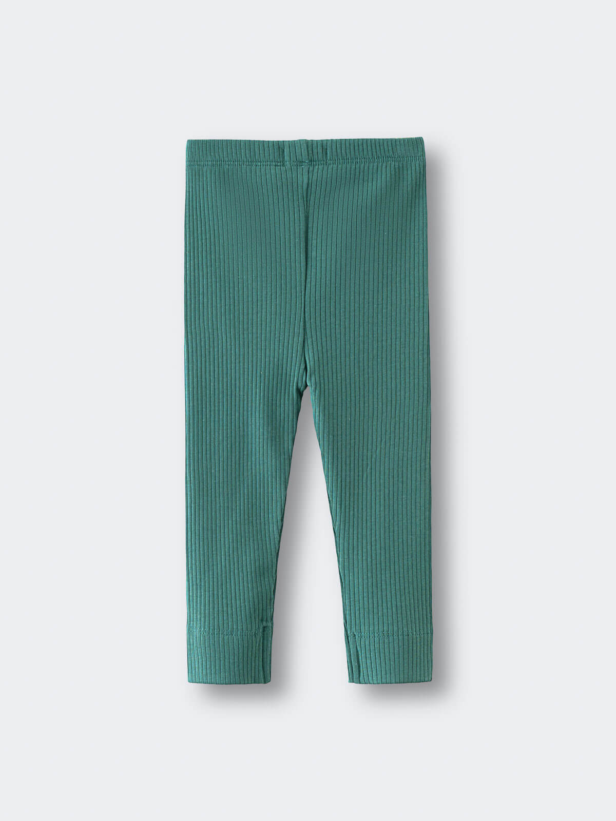 Teal ribbed leggings laid flat on a light gray background Baby Ribbed Leggings - Balsam Baby girl