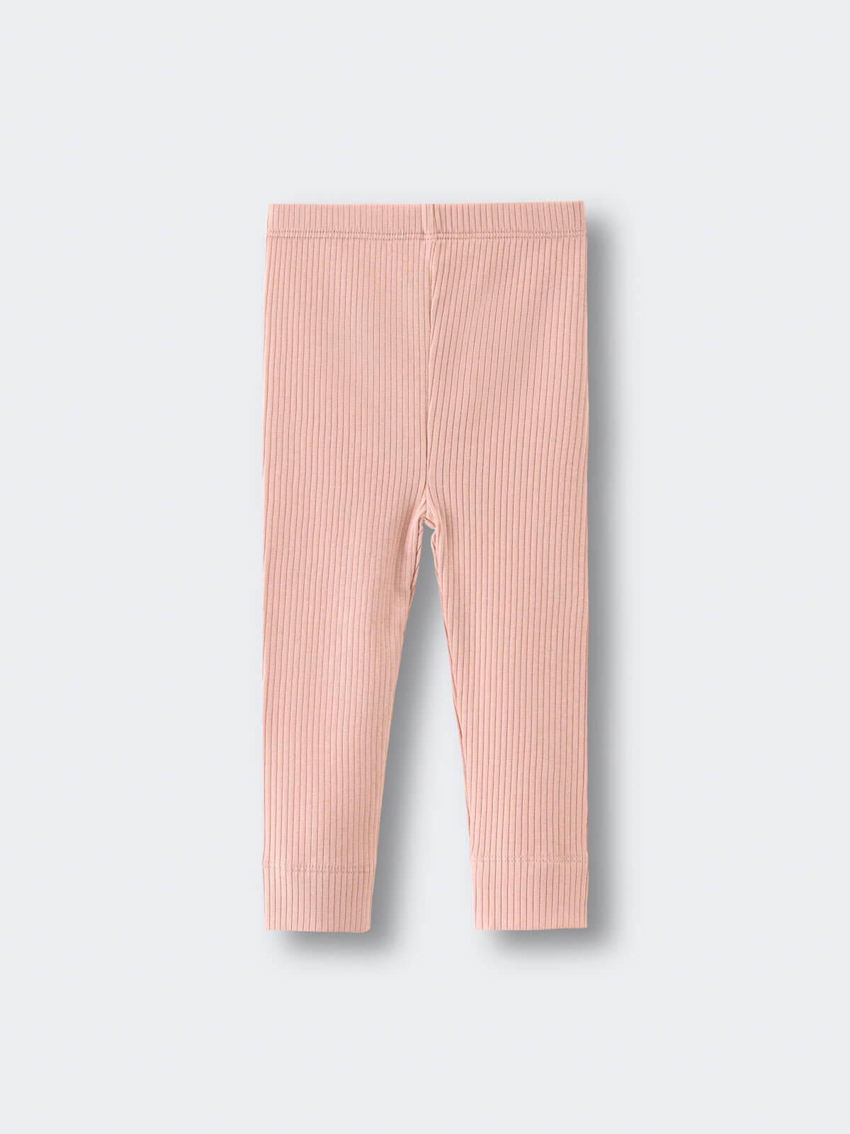 Pink ribbed leggings laid flat on a light background Baby Ribbed Leggings - Blush Baby girl