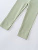 Pale green ribbed leggings laid flat on white surface Baby Ribbed Leggings - Sage Baby boy