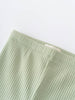 Close-up of sage green ribbed fabric with elastic waistband detail Baby Ribbed Leggings - Sage Baby boy
