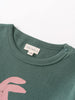 Close-up of a green shirt collar with pink graphic detail Baby Feature Print Long Sleeve Tee - Meadow Friends Baby girl