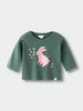 Green long sleeve shirt with pink rabbit and flower graphic Baby Feature Print Long Sleeve Tee - Meadow Friends Baby girl