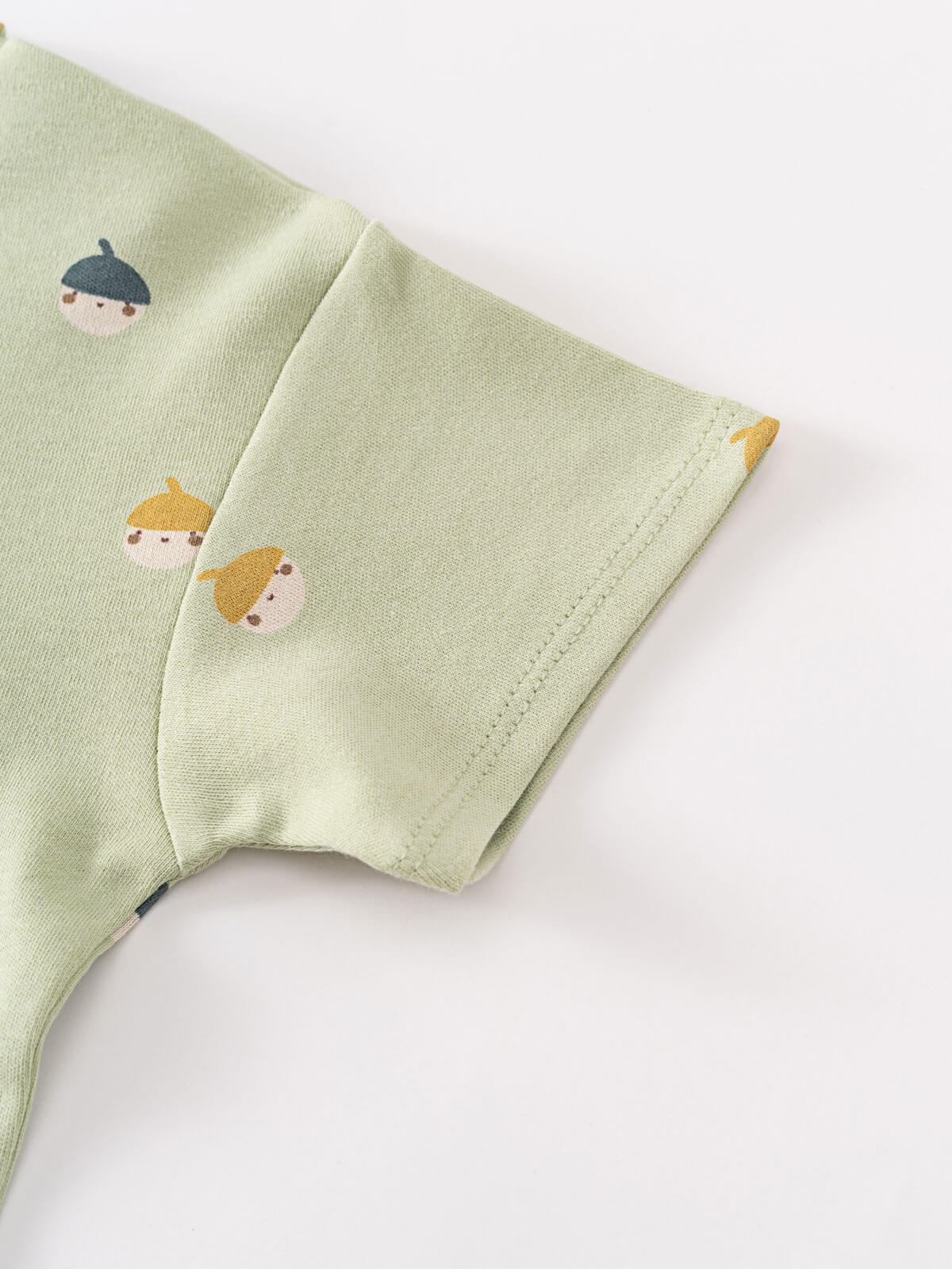 Baby Cotton Tee Shirt with Acorns Baby Printed Short Sleeve Tee - Little Acorn Sage Baby boy