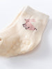 Cream-colored baby sock with pink bunny design on ribbed knit fabric Baby Socks -3 Pack - Baby Bunny Baby boy