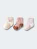 Three pairs of baby socks in cream, pink, and light pink with brown toes Baby Socks -3 Pack - Baby Bunny Baby boy