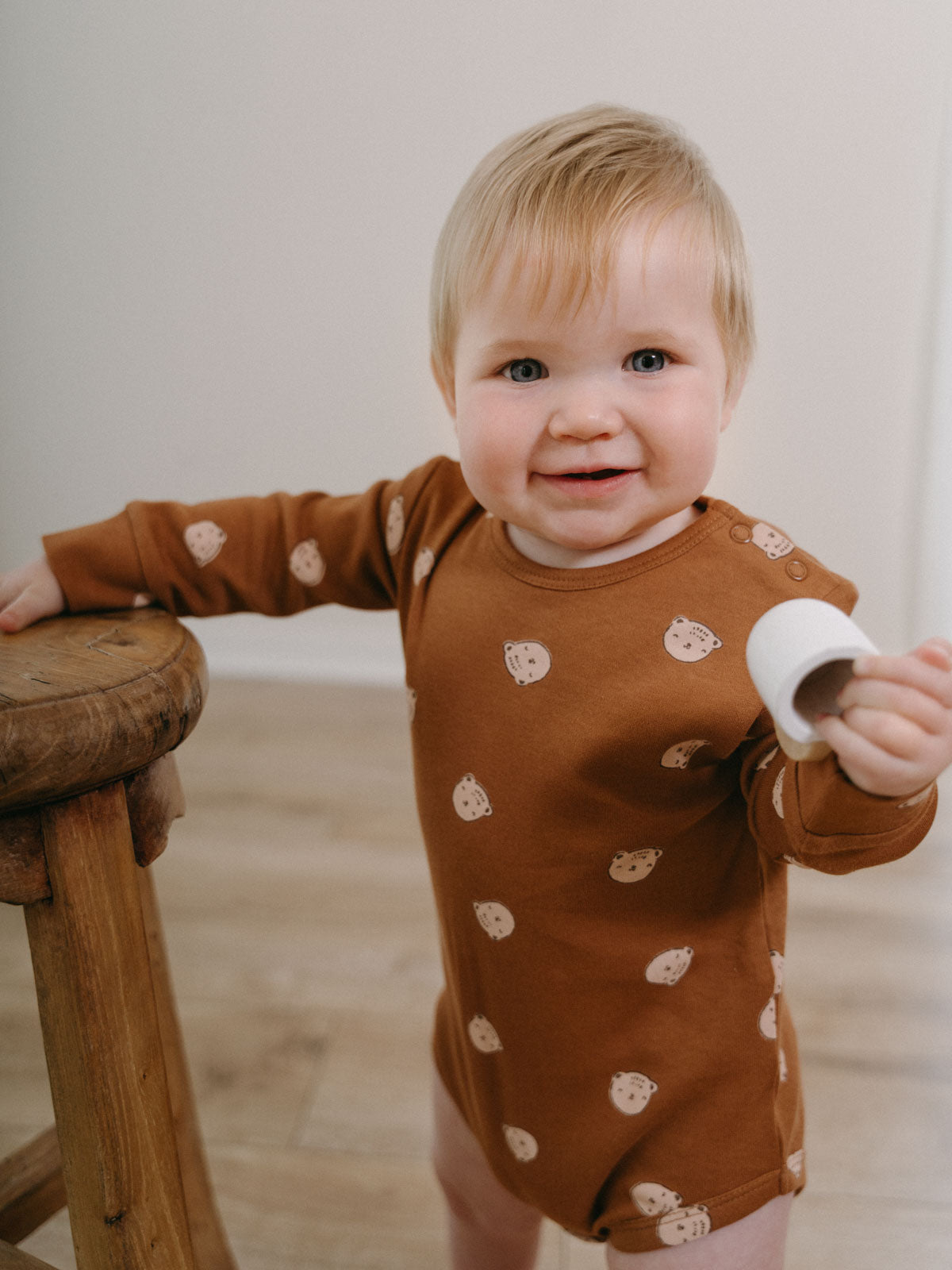 Long Sleeve Bodysuit - Cosy Bear Russet