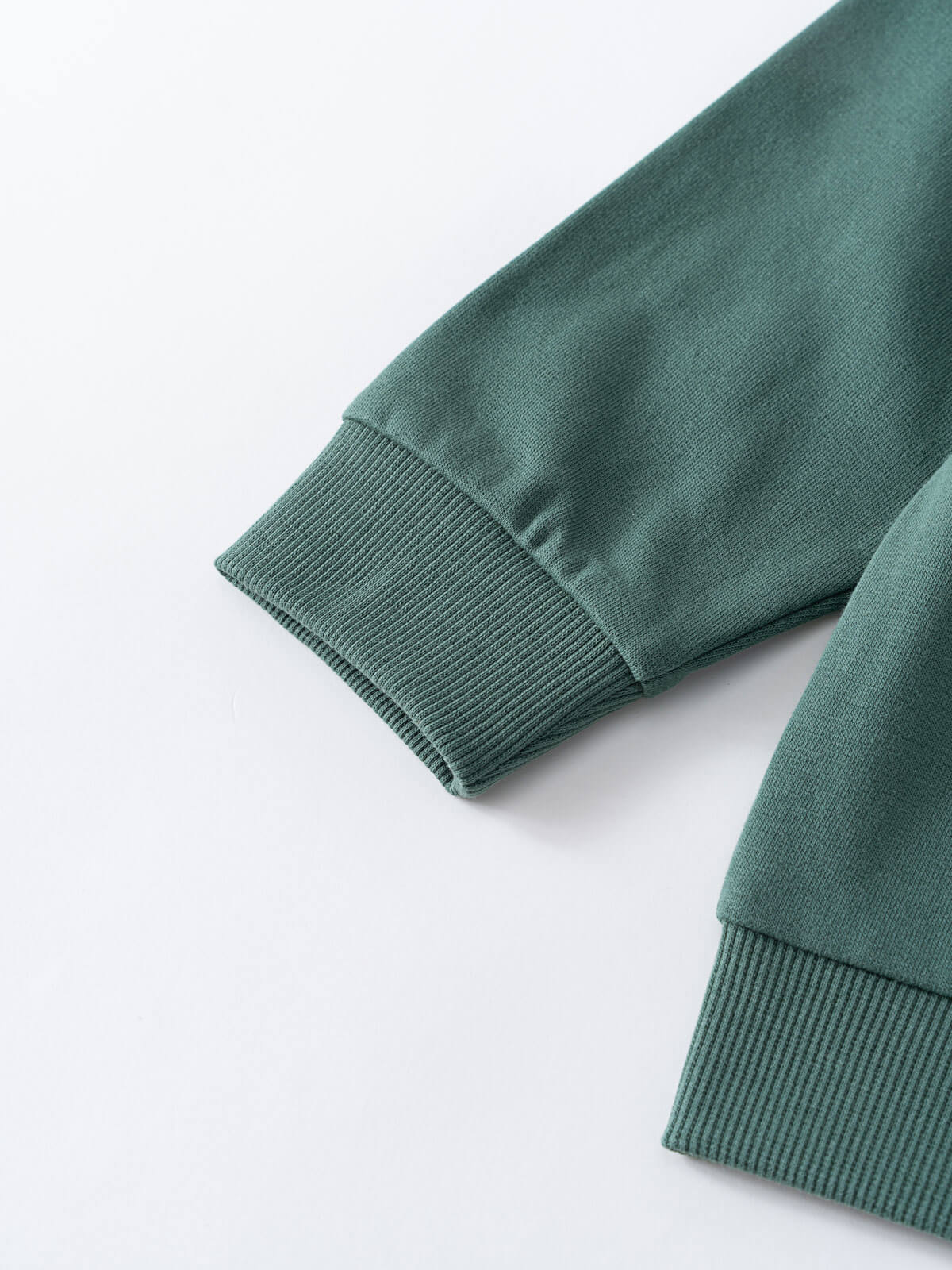 Close-up of sage green sweatshirt sleeves showing ribbed cuffs Feature Print Sweatshirt - Wild Baby boy