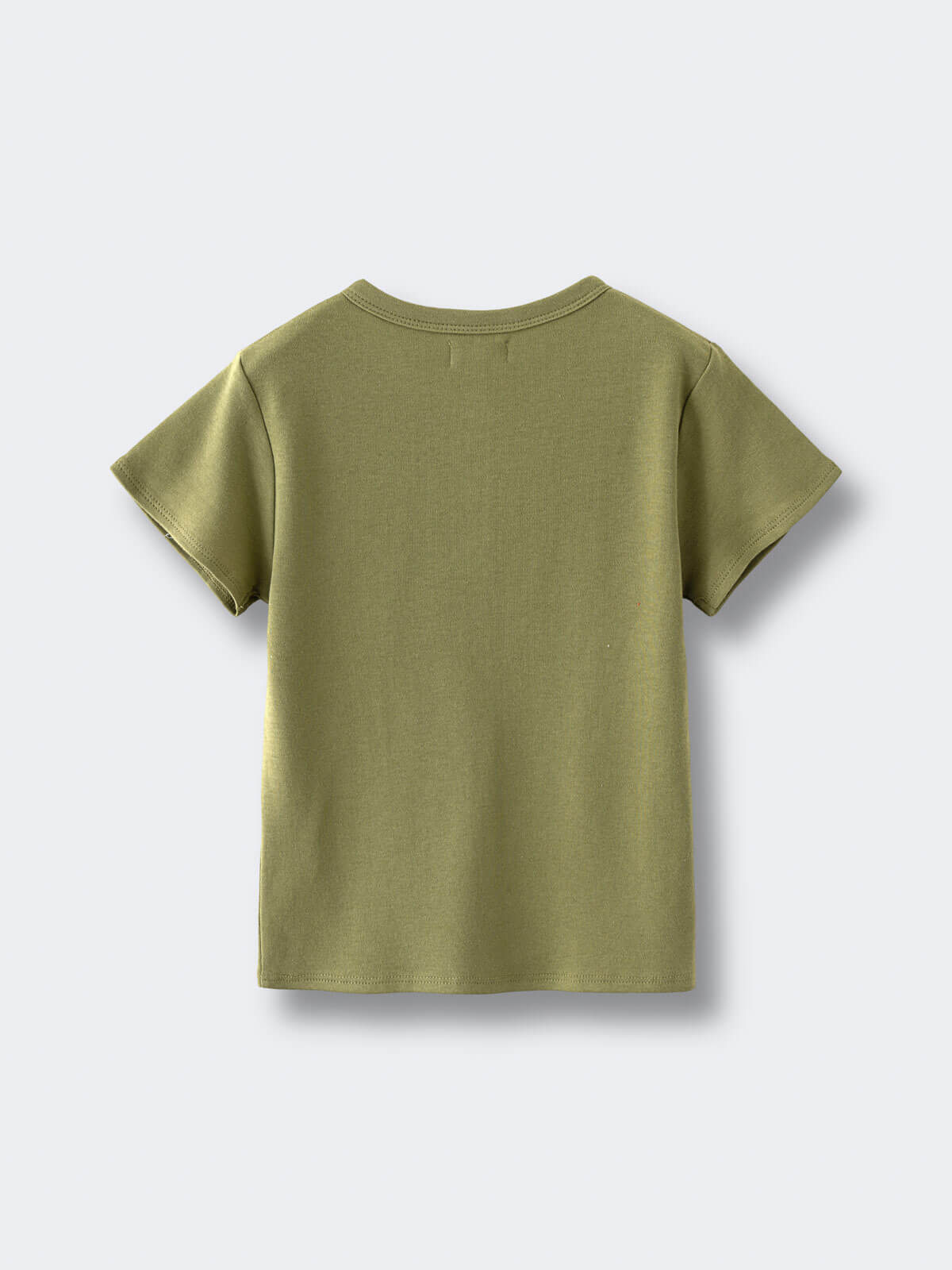 Olive green short sleeve t-shirt laid flat on white background Henley Short Sleeve Tee - Moss Boys