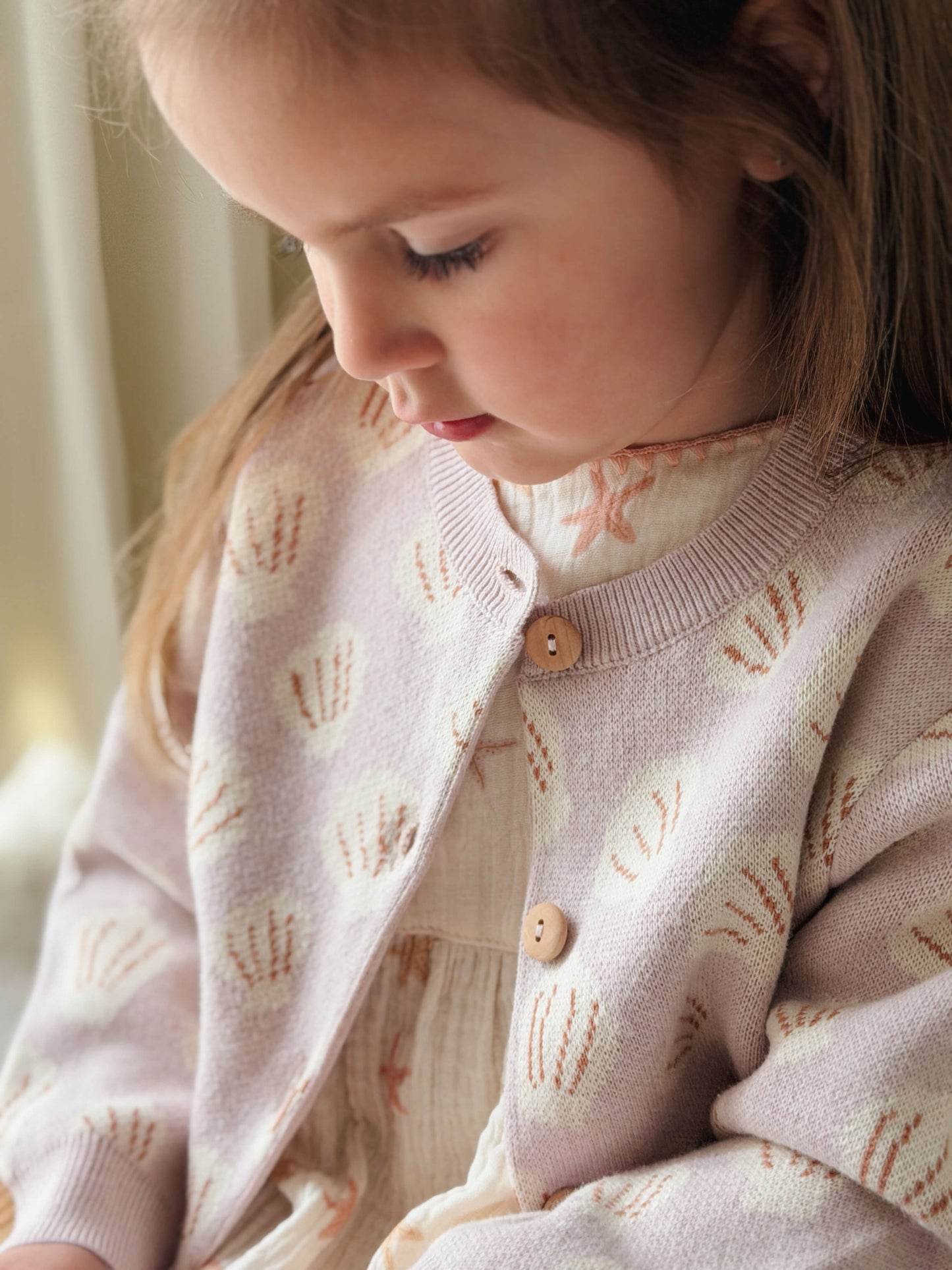 Printed Cardigan - Candy Floss Shells