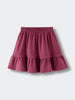 Purple skirt with elastic waistband and ruffled hem on white background Jersey Skirt - Plum Jam Girls