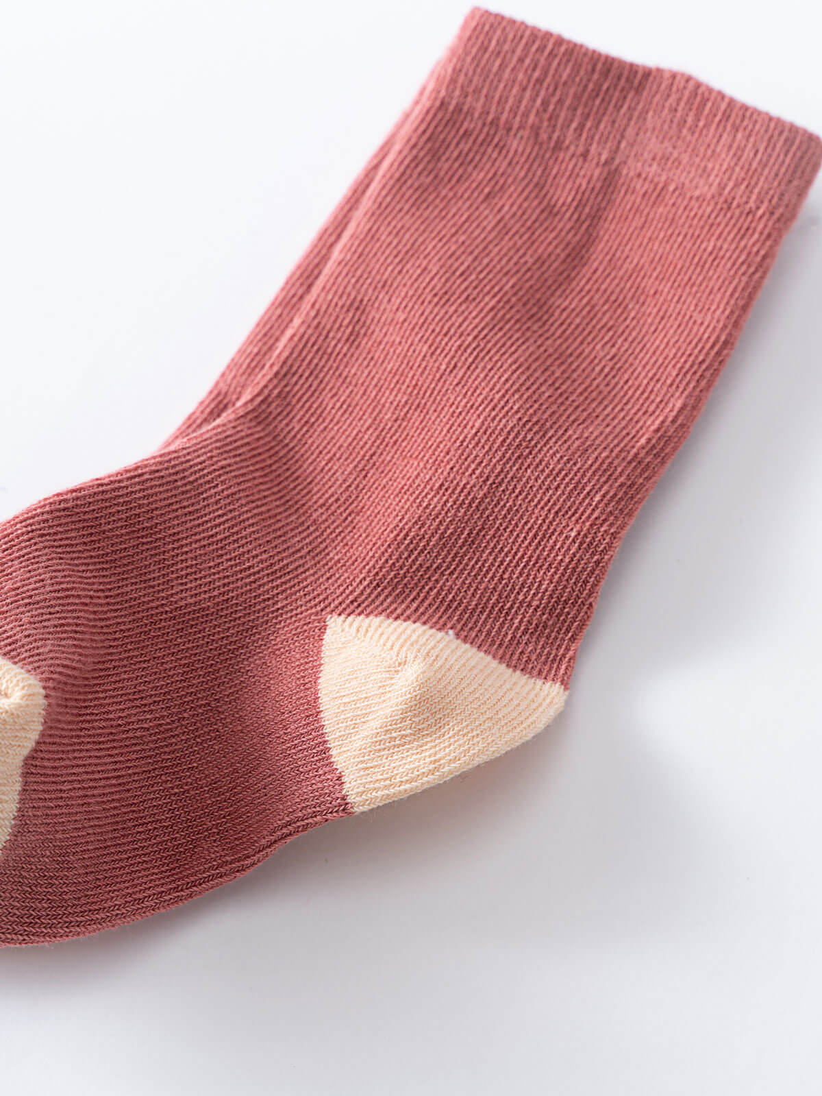 Single pink ribbed sock with cream colored heel on white background Kids Socks 3 Pack - Bunny Girls