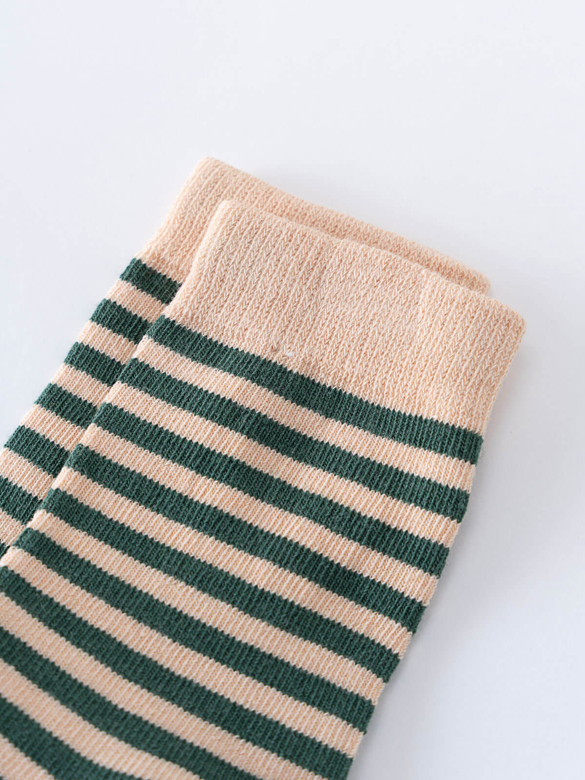 Striped sock in beige and green with solid beige cuff detail Kids Socks 3 Pack - Bear Boys