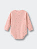 Pink baby bodysuit with small floral and fruit pattern print Long Sleeve Bodysuit - Autumn Harvest Rosehip Baby girl