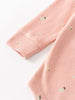 Close-up of pink fabric sleeve with small floral embroidery pattern Long Sleeve Bodysuit - Autumn Harvest Rosehip Baby girl