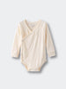 Cream ribbed baby bodysuit with crossover front and snap closures Pointelle Crossover Bodysuit - Ecru Baby boy