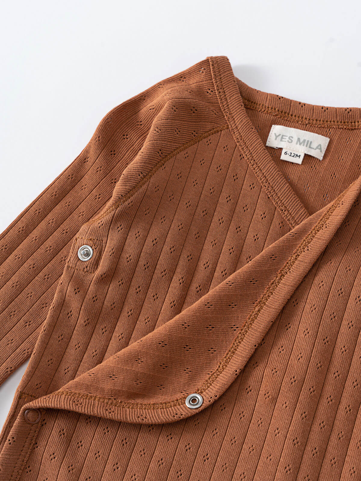 Pointelle Long Sleeve One Piece - Russet