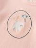 Close-up of a pink shirt with an elephant and flower print in a circle Printed Long Sleeve Tee - Dove Girls