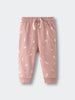 Pink sweatpants with white bunny and flower print on gray background Printed Sweatpants - Meadow Friends Blush Baby girl