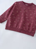 Burgundy sweatshirt with small floral print pattern laid flat on white surface Printed Sweatshirt - Wild Meadow Plum Jam Girls