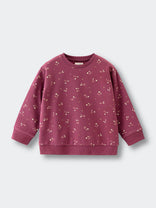 Purple sweatshirt with small floral print pattern and ribbed cuffs Printed Sweatshirt - Wild Meadow Plum Jam Girls
