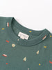 Close-up of a teal shirt collar with small embroidered nature motifs Baby Printed Short Sleeve Tee - Mountain View Ecru Baby boy