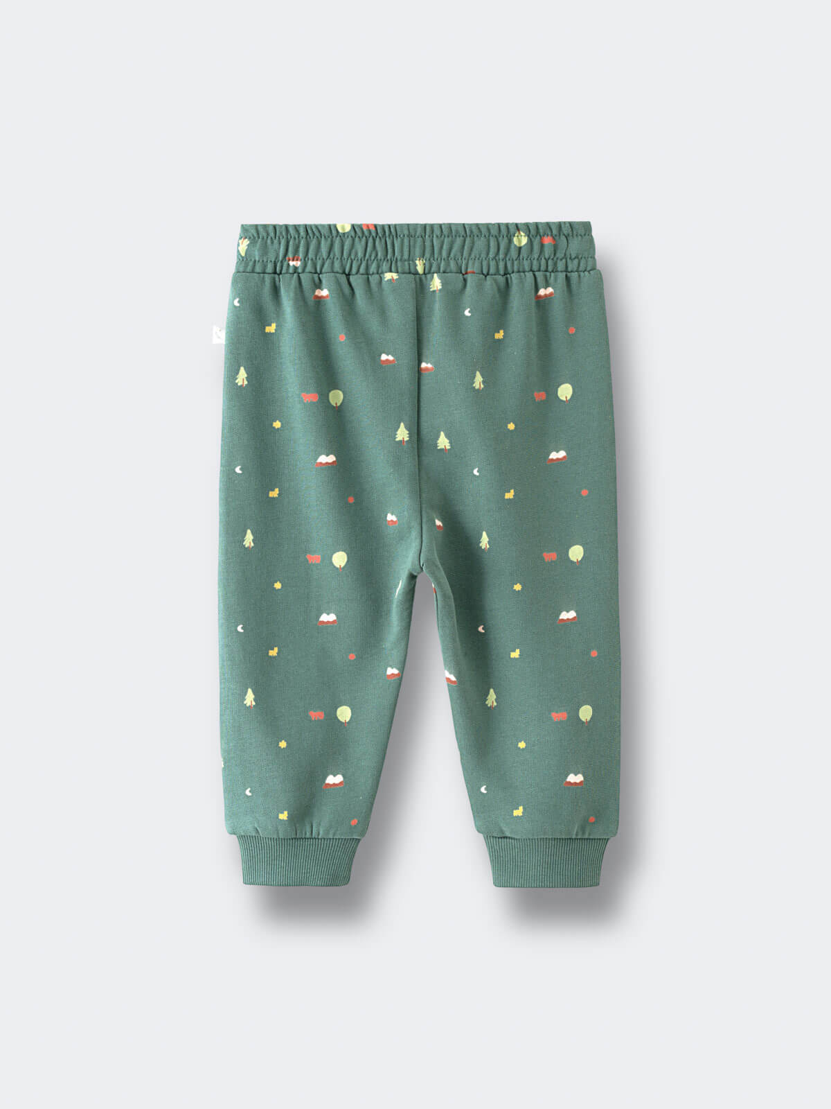 Green sweatpants with small tree and nature print pattern Printed Sweatpants - Mountain View Balsam Baby boy
