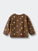 Brown sweatshirt with hedgehog and leaf pattern laid flat Printed Sweatshirt - Wild Friends Spruce Baby boy