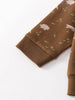Close-up of brown sweatshirt cuff with bird and leaf pattern Printed Sweatshirt - Wild Friends Spruce Baby boy