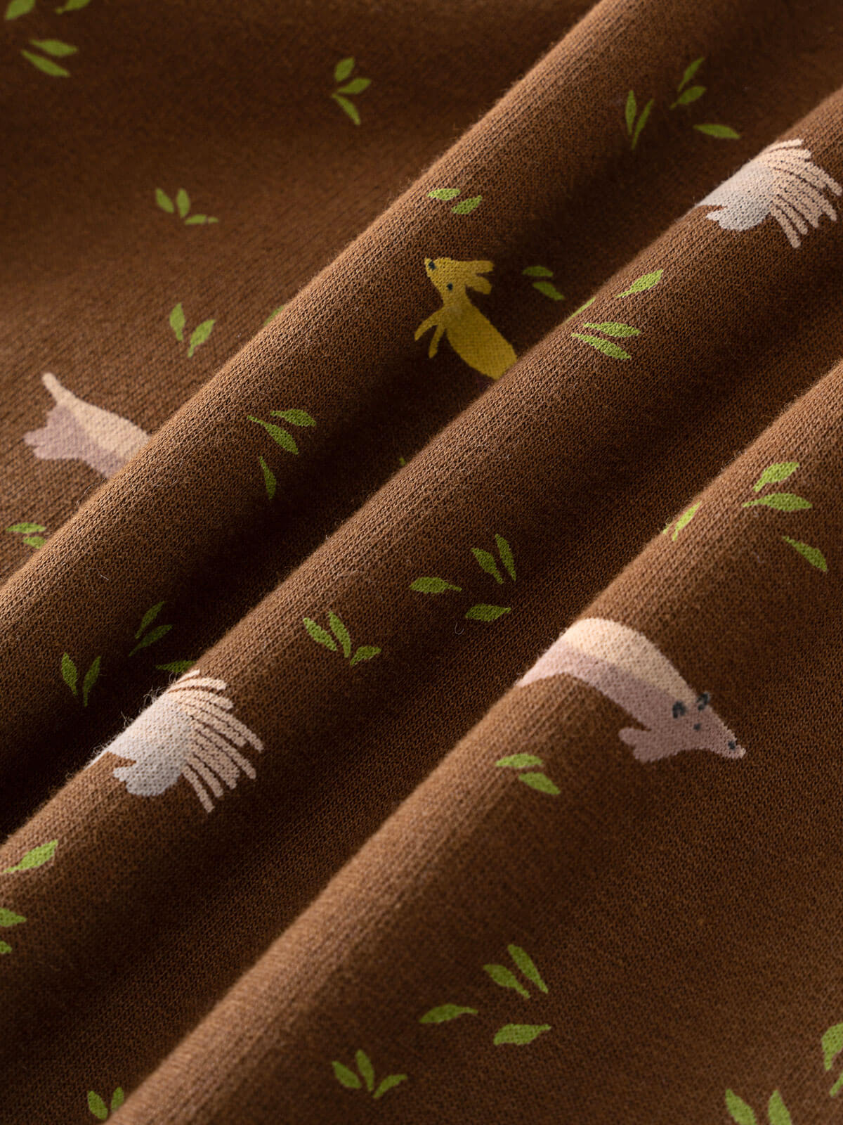 Brown fabric with pattern of birds and green leaves Printed Sweatshirt - Wild Friends Spruce Baby boy