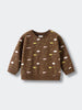 Brown sweatshirt with hedgehog and leaf print pattern on white background Printed Sweatshirt - Wild Friends Spruce Baby boy