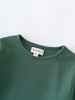 Close-up of a green ribbed long sleeve shirt neckline with label Ribbed Long Sleeve Tee - Balsam Girls