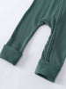 Close-up of sage green ribbed fabric pants with cuffed ankles Ribbed Long Sleeve One Piece - Balsam Baby boy