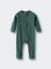 Green ribbed baby romper with zipper closure and fold-over cuffs Ribbed Long Sleeve One Piece - Balsam Baby boy