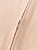 Close-up of a beige ribbed fabric with a zipper detail Ribbed Long Sleeve One Piece - Clay Baby girl