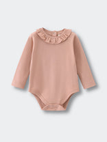 Baby bodysuit in blush pink with ruffle collar and long sleeves Ruffle Long Sleeve Bodysuit - Blush Baby girl
