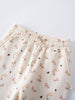 Close-up of cream sweatpants with mushroom, rabbit, and acorn print Sweatpants - Forest Gathering Ecru Girls